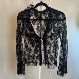 Black Lace Sheer Blouse size M